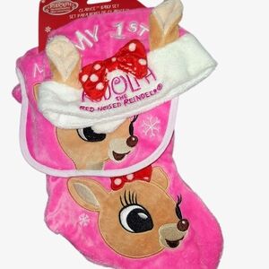 Rudolph Baby Set with Pink and White Accents